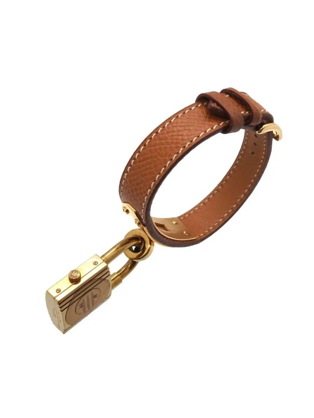 Hermes Kelly Watch Vintage Gold Brown Quartz Cadena